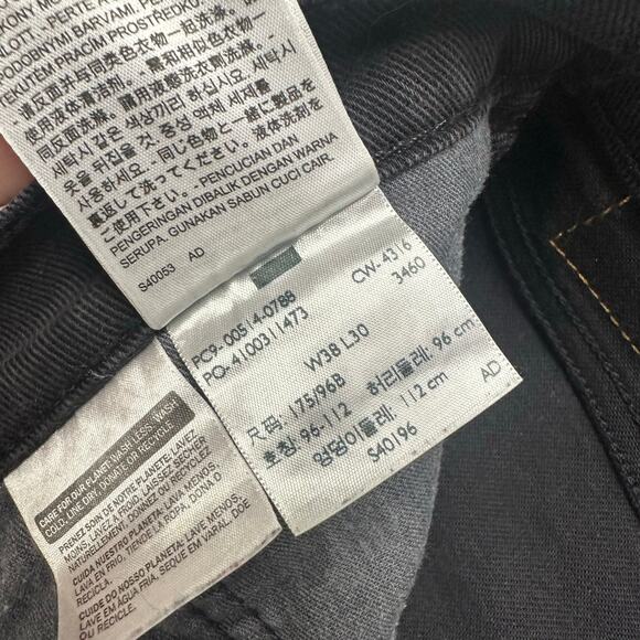 Levis 514 Black Mens 38x30 Stretch Regular Straight Leg Denim Jeans White Tab‎ - Picture 5 of 13